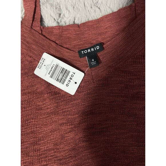 Torrid Womens Plus Size Cold Shoulder Knit Top Orange Size 4 NWT - Picture 4 of 12